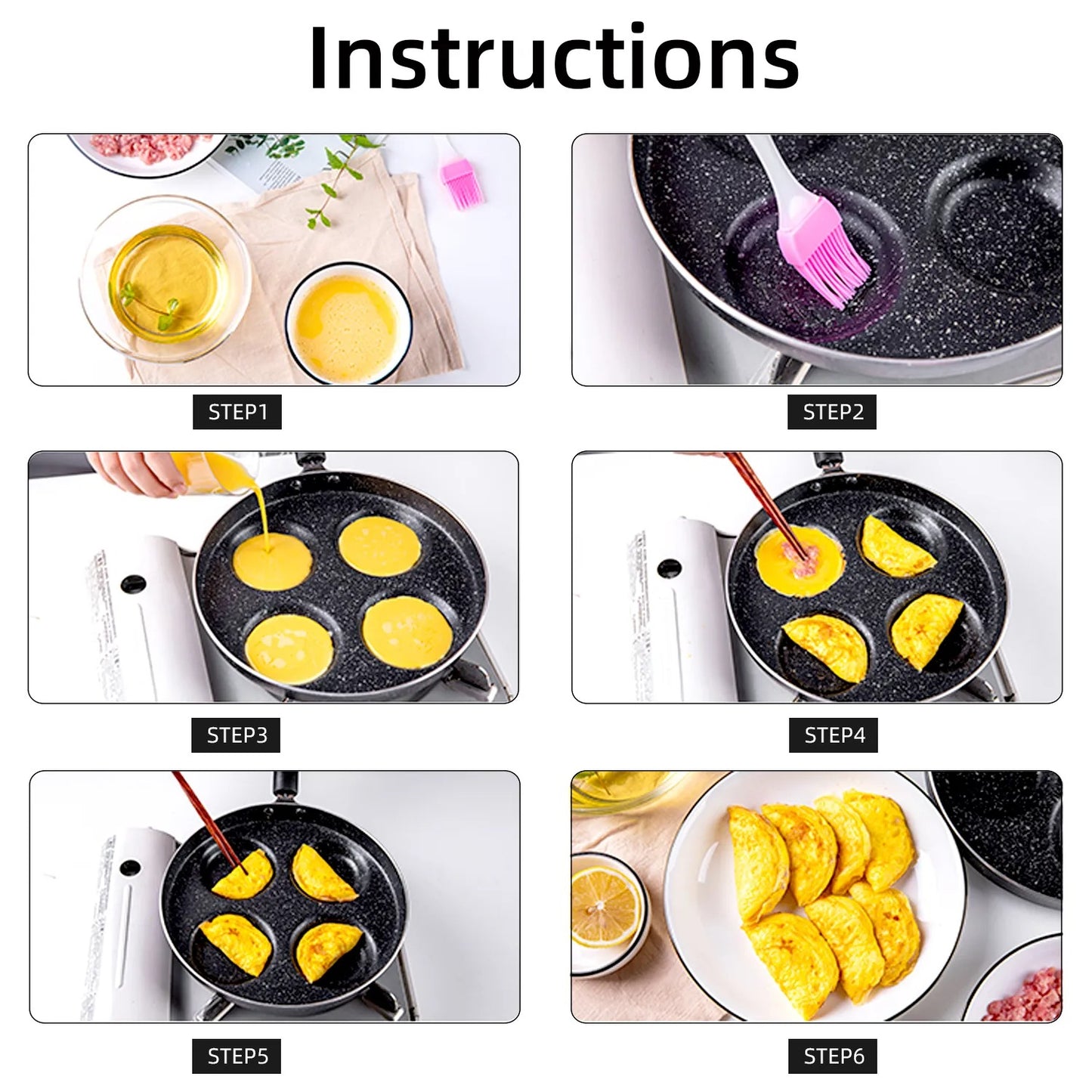 Frying Pan - Separately fry multiple items - 4/7 x separation - Non Stick