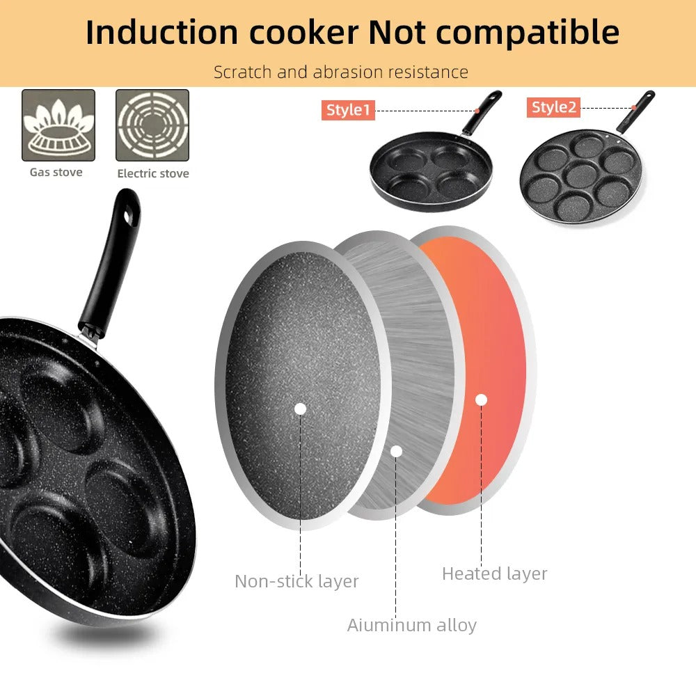 Frying Pan - Separately fry multiple items - 4/7 x separation - Non Stick